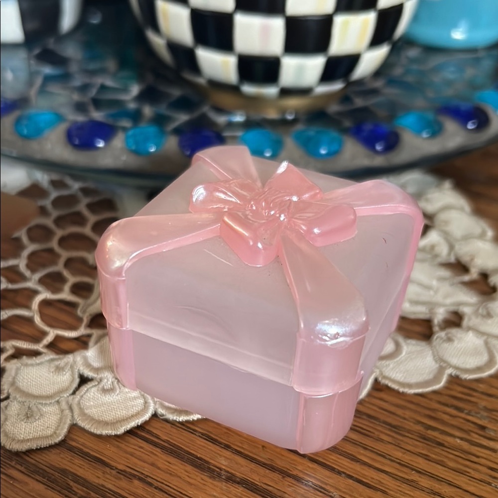 Vintage Frosted Pink Lucite Jewelry Box